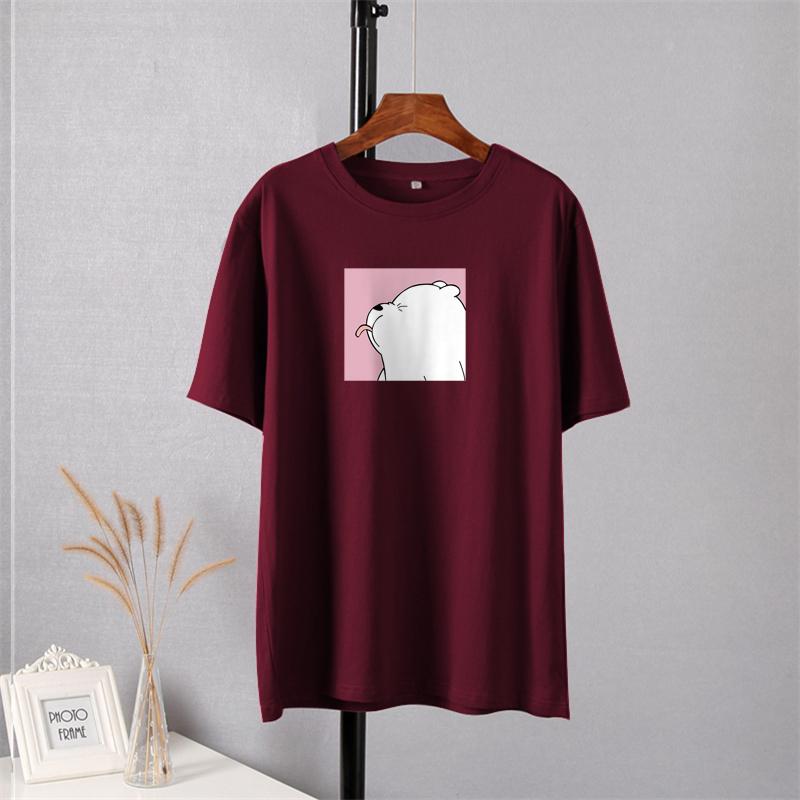 Shellsuning Büyük Boy Sevimli Baskılı T Shirt Kadınlar için Yaz Yeni Temel Çift Elbise Moda Rahat Gevşek Vintage Pamuk Tişörtleri Kadın Harajuku Tops