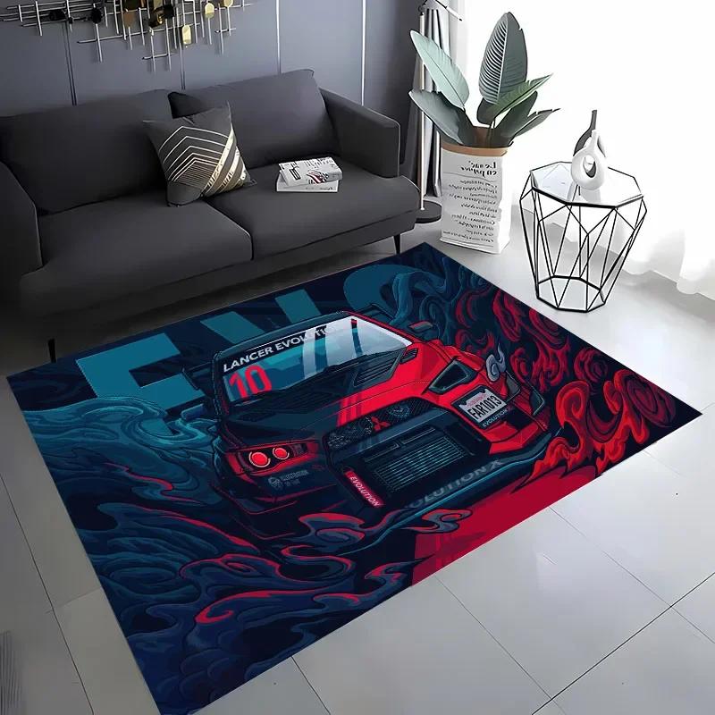 Klassischer Rennwagen-Teppich, 3D-HD-Druck, für Wohnzimmer, Schlafzimmer, Sofa, Fußmatte, rutschfest, Dekoration, Alfombra Geschenk
