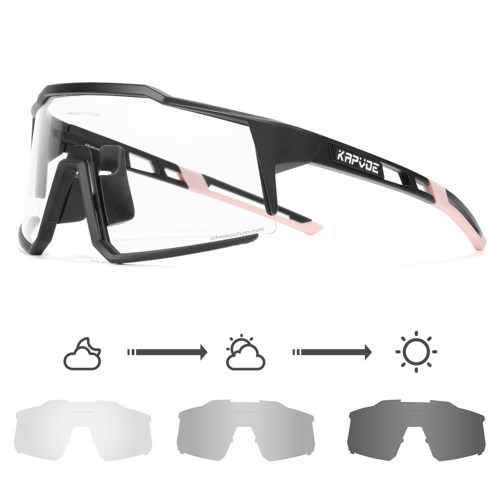Kapvoe Photochromic Sunglasses Men Cycling Glasses UV400 MTB Clear Mountain Bike Transition Bicycle for Women Sports Eyewear