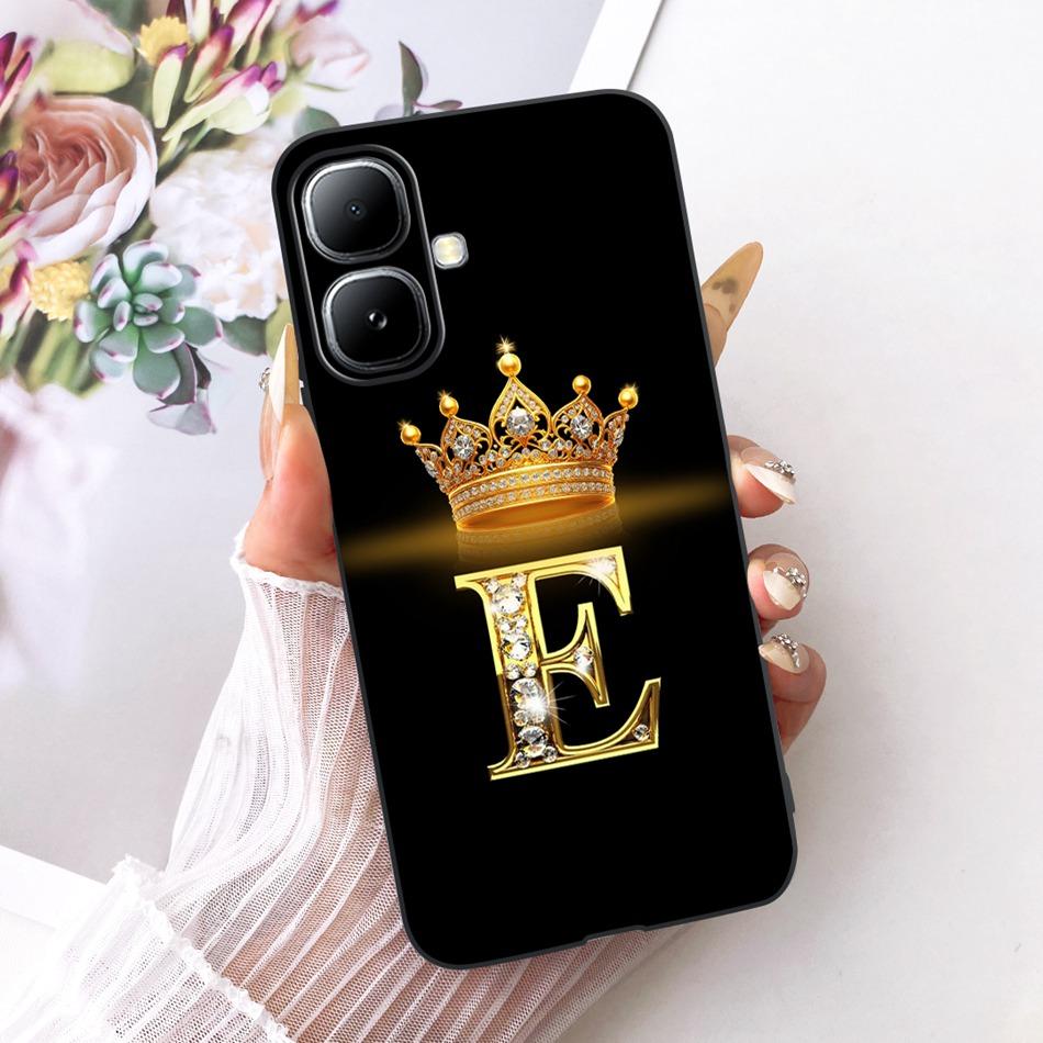 For Infinix Smart 20 X6840 X6840B Crown Letter Phone Case For Infinix Smart20 Black Silicone Soft Cases