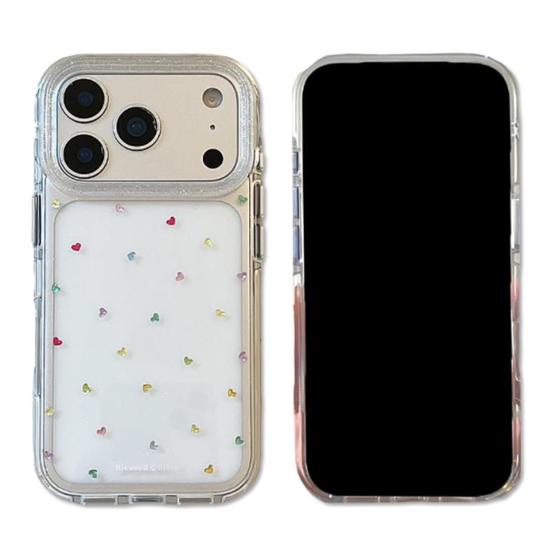 Ins Popular Glitter Shiny Love Heart Transparent Hard Back Cover For For Iphone 17 Pro Max 16 13 1 14 Promax Shockproof Phone Case