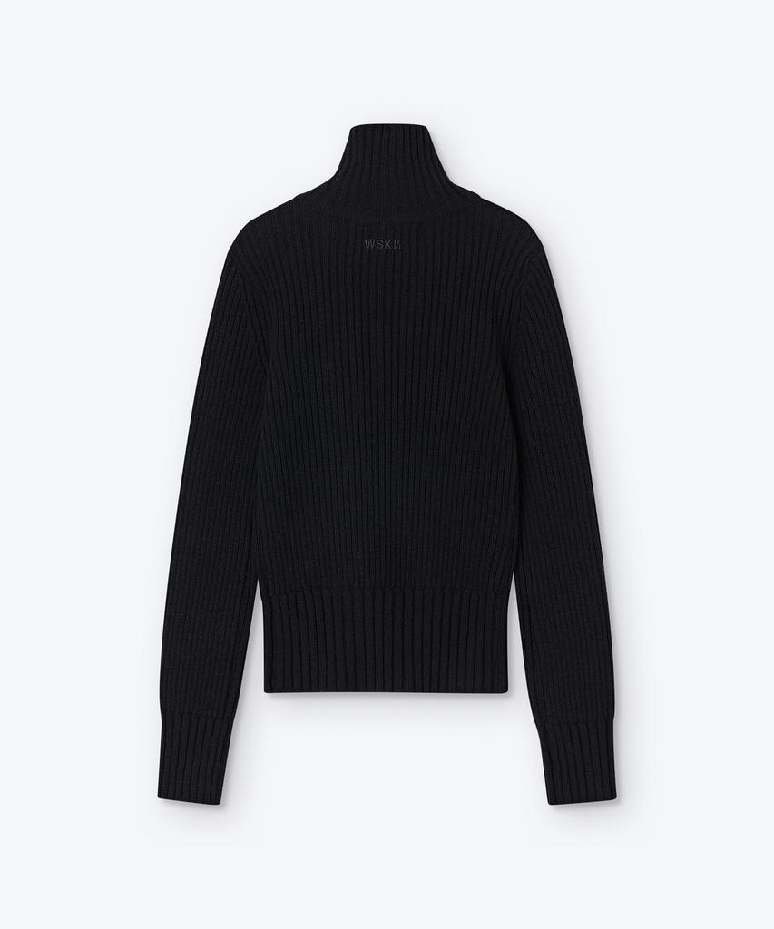 Weseuken Oblique Knit Zip Up (Black)