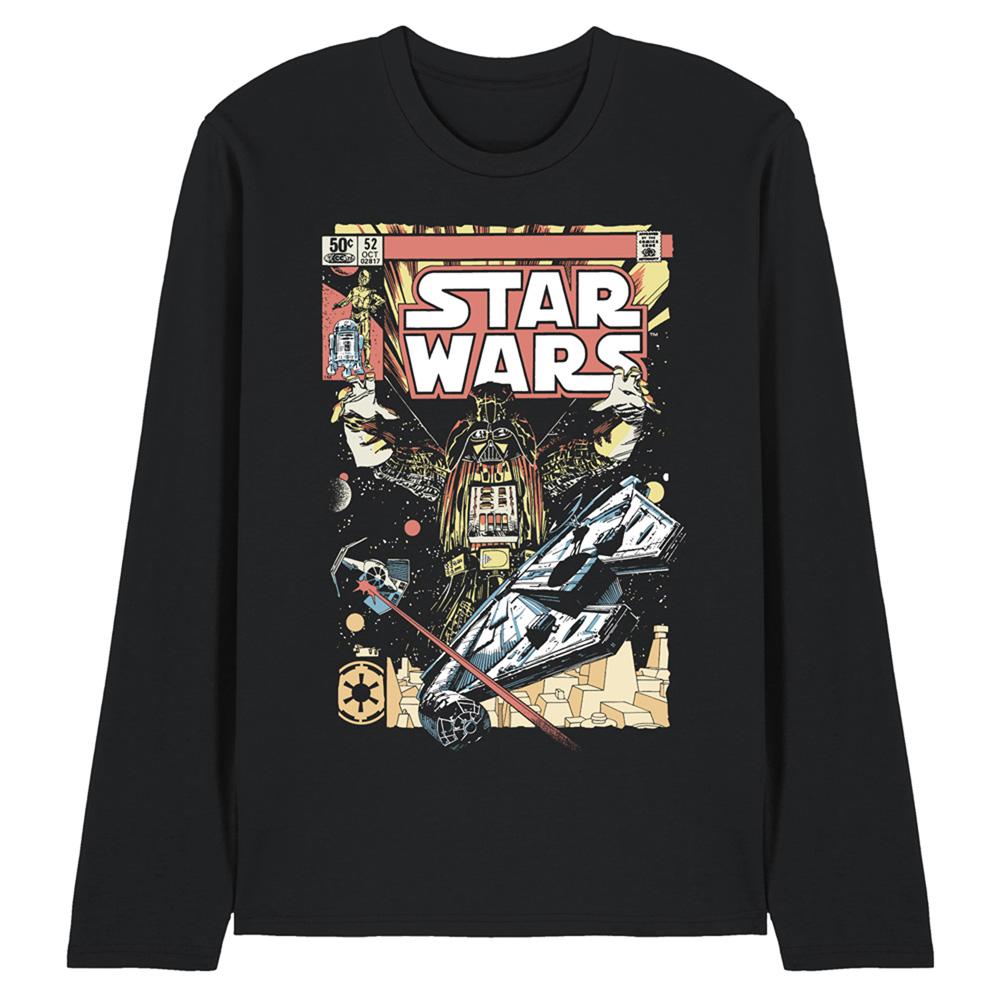 STAR WARS Unisex Adult Falcon Darth Vader Comic Long-Sleeved T-Shirt