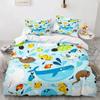 Cartoon Octopus Bedding Set KingQueen Size,Ocean Underwater World Duvet Cover Kids Sea Coral Fish Polyester Quilt Cover