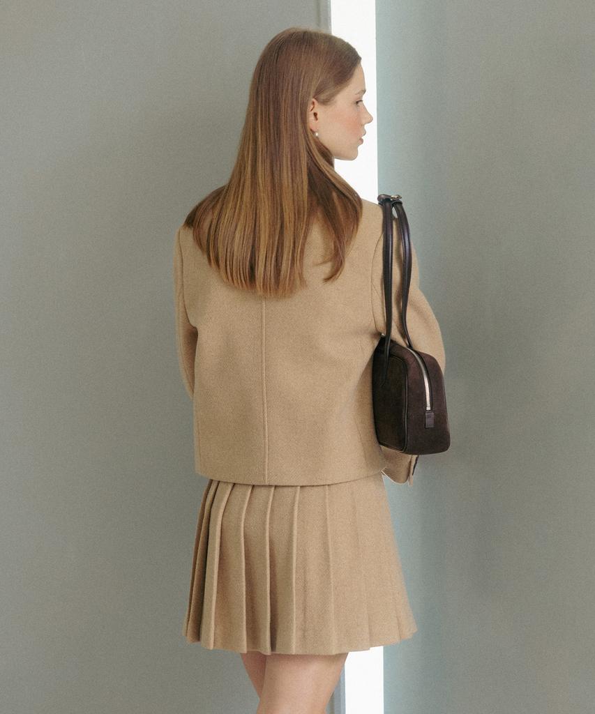 Tudument Tailored Wool Mini Skirt Beige