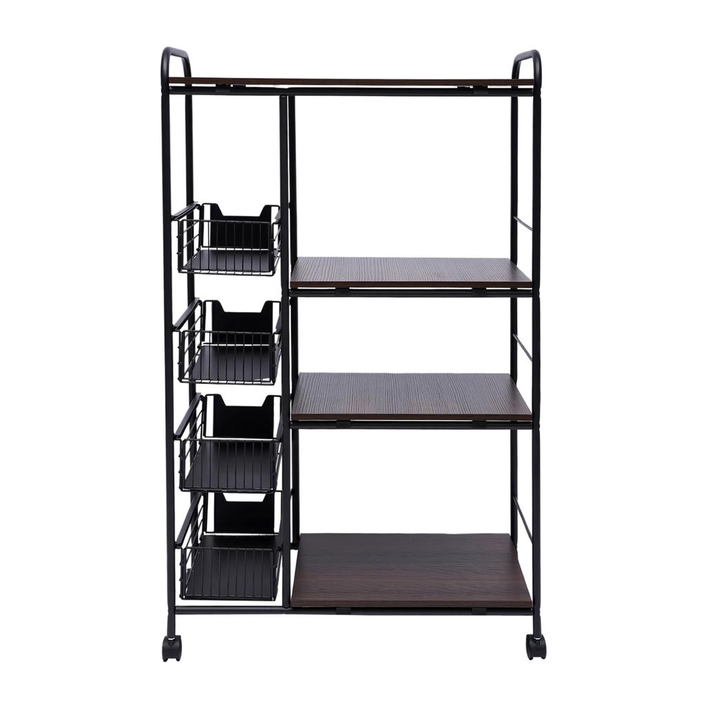 Kitchen Bakers Rack 4 Tier Utility Cart Storage Shelf Organizer Microwave Oven Stand Storage Cart Workstation Shelf