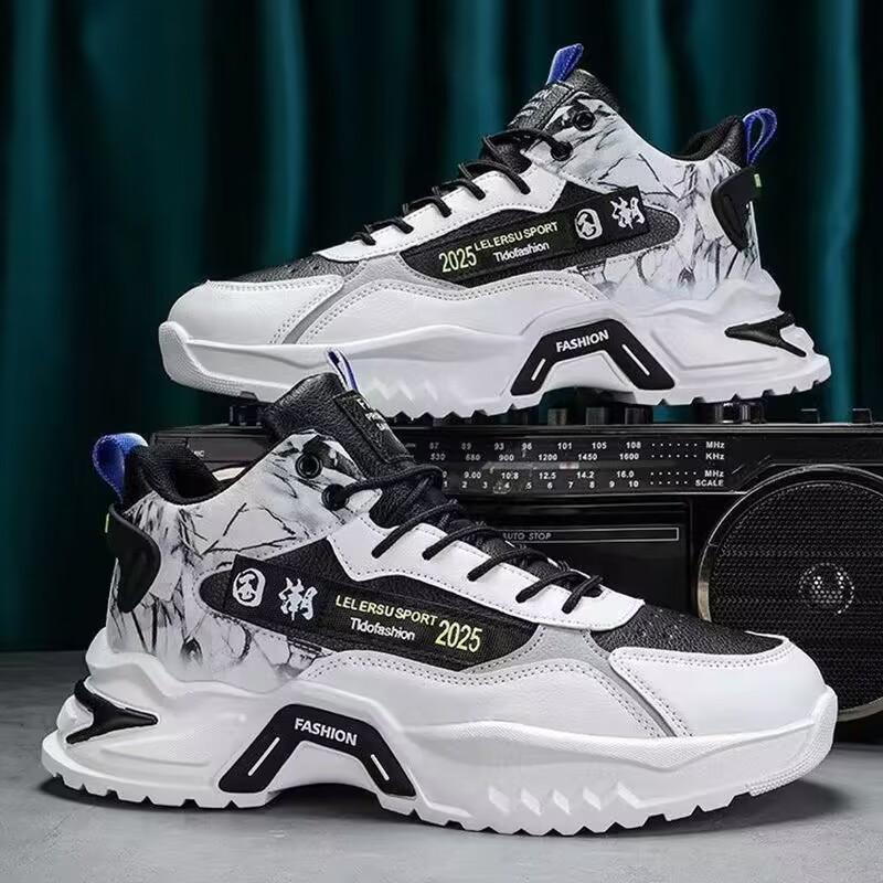 Autumn High-top Men's Shoes Fashion New White Sneakers Ins Trend Running Casual Dad Shoes