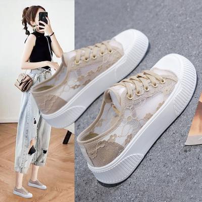 Damen Schnürschuhe Casual Schuhe Frau Atmungsaktive Mesh Sneakers Flats Plateau Blumen Loafers Komfort Flache Wanderschuhe
