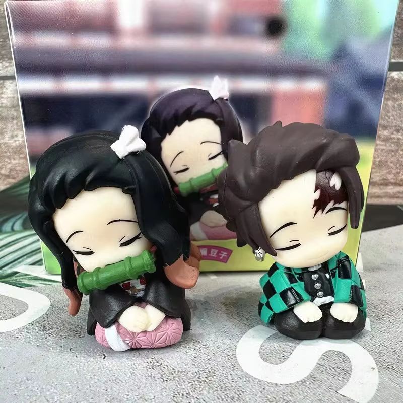 New In Stock Demon Shoulder To Shoulder Sitting Posture Blind Box Kawaii Kamado Action Figure Desktop Decor Fans Surprise Gifts