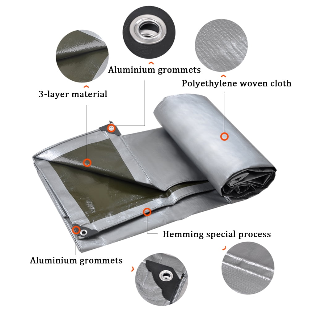 12 Mil Tarps Heavy Duty Waterproof Poly Tarp Cover, UV and Tear Resistant Tarpaulin
