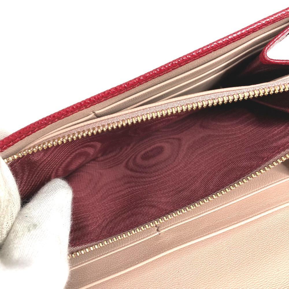 Bvlgari Bulgari Bulgari Logo Clip Bi-fold Flap Long Wallet Leather Red
