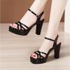 Size 32-43 Silver Gold Woman Wedding Shoes Women Platform Summer 2025 Block High Heel Sandals for Office Model Party