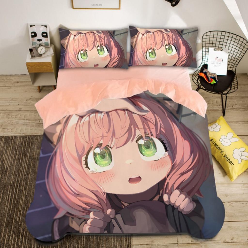 Spy X Family Bedding CollectionSpy Funny Anya Duvet Cover Anime Quilt Cover With Pillowcase SingleDoubleQueenKing