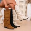 Stivali Alti al Ginocchio da Donna Autunno Inverno Moda Slip On Tacco Alto Stivali Rider a Tubo Alto Donna Punta Appuntita Tacco Grosso Stivali Lunghi