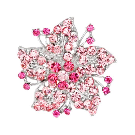 Broche Dame Forme Fleur Décor Costume Antidérapant Sac Épaule Strass Manteau Col Chapeau Écharpe