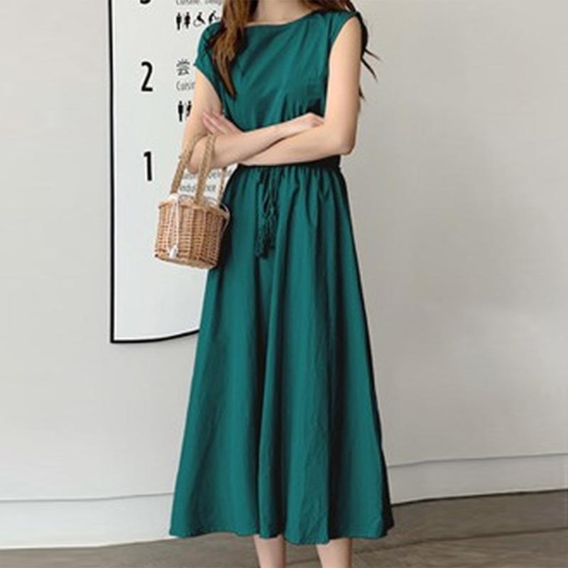Loose Cotton Summer Dress Female Evening Vintage Long Dress Women Short Sleeve Casual Beach Woman Dresses 15301
