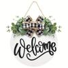 Welcome Sign Front Door Decorations,Round Wood Wreath Wall Hangings Decors for Outdoor Indoor,Home,Farmhouses ,Porch