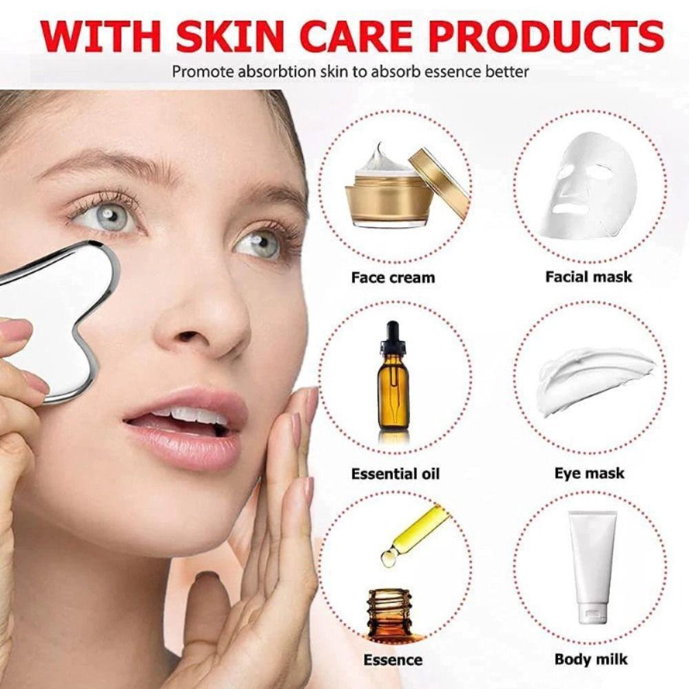 Uus roostevabast terasest Gua Sha kraapija Südamekujuline Universaalne Guasha massaaživahend Guasha tahvel näo ilu silmade massaažiks