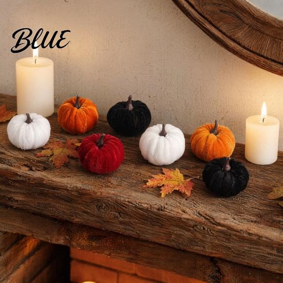 Velvet Pumpkin Decor 20 PCS Decorative Ornaments Multi-Color Artificial Fall Harvest Fabric Pumpkins for Mantel Table Shelf Farmhouse Centerpiece