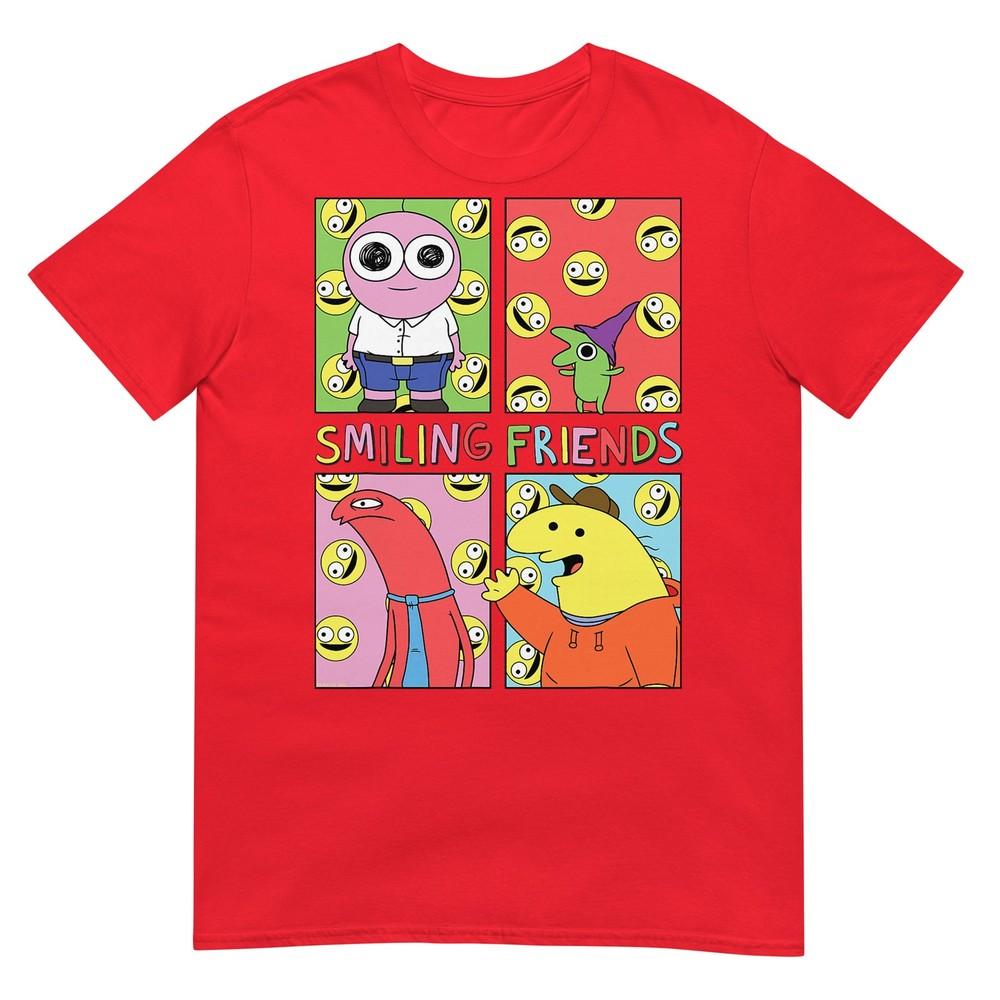 Smiling Friends Pop Art Charakterraster Lustiges Cartoon-T-Shirt