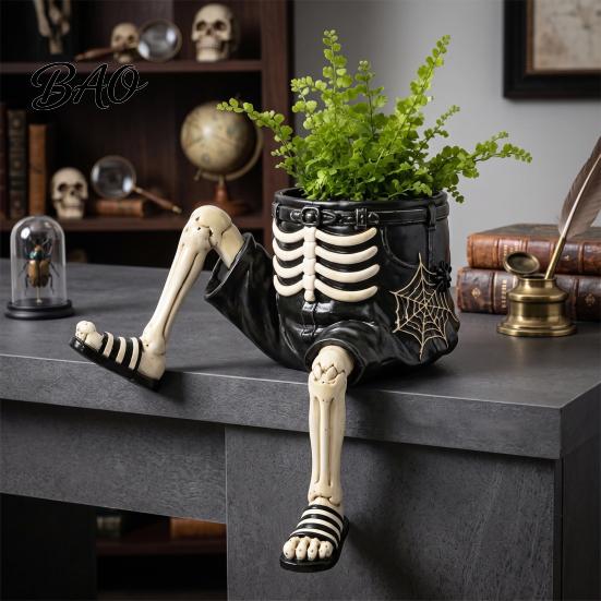 Durable Resin Succulent Holder 2Pcs Whimsical Hanging Leg Planter, Dangling Sitting Flower Pot for Planter Succulents, Funny Halloween Desktop
