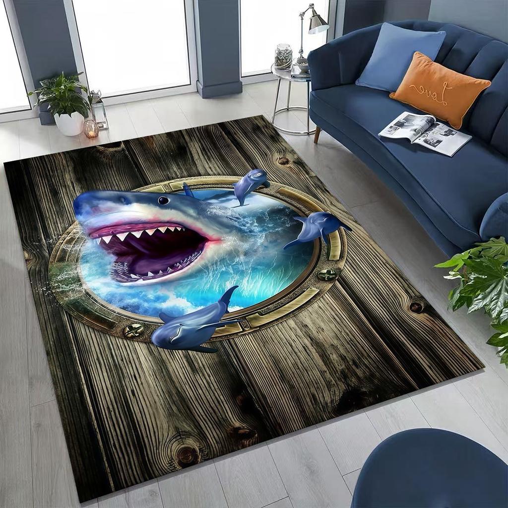 3D Illusion Breaking Wall Dinosaur Animal Series Carpet Rug for Bedroom Living Room Sofa Home Doormat Decor,Non-slip Floor Mat