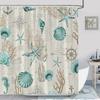 Vintage Anchor Starfish Nautical Pattern Shower Curtain Shell Coral Blue Classic Modern Simple Cloth Bath Curtain Bathroom Decor