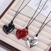 Drawstring Heart Pendant Necklace Romantic Sweater Chain Pull-out Fashion Choker  Accessory