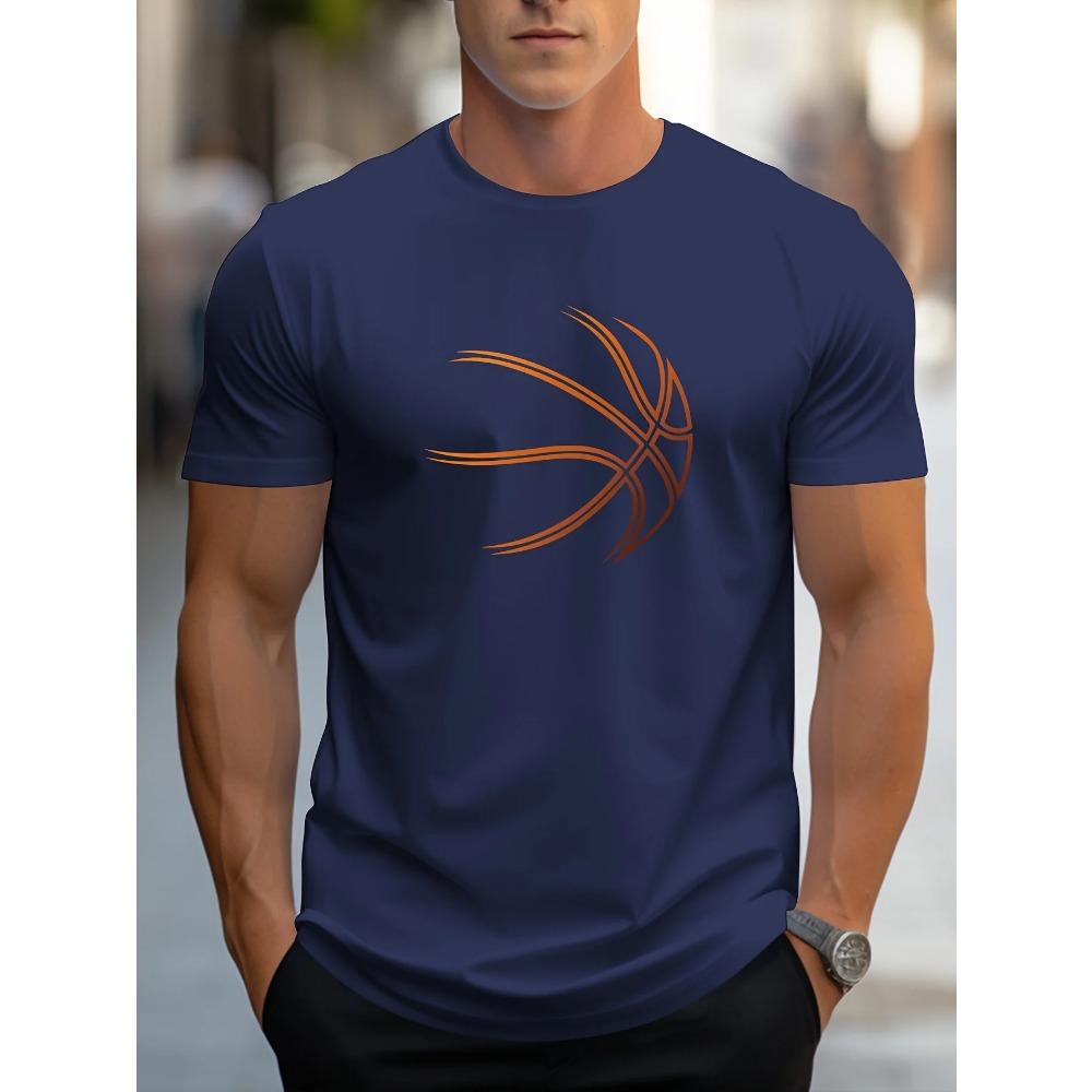 Sommer Herren 100% Baumwolle bequemes lässiges lockeres Oversize Basketball Musterdruck Sport Rundhals Kurzarm T-Shirt