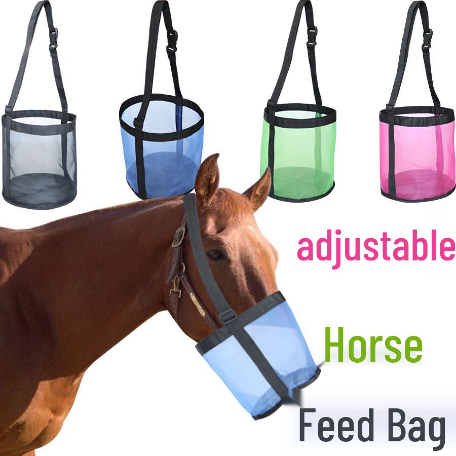 Adjustable Cross-Border Horse Feed Bag: Elastic Neck Hay Bag, Multiple Colors
