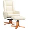Recliner with Footstool, Reclining Function, Faux Leather Cover, Up To 150 Kg, 71 X 84 X 102 Cm, Cream White