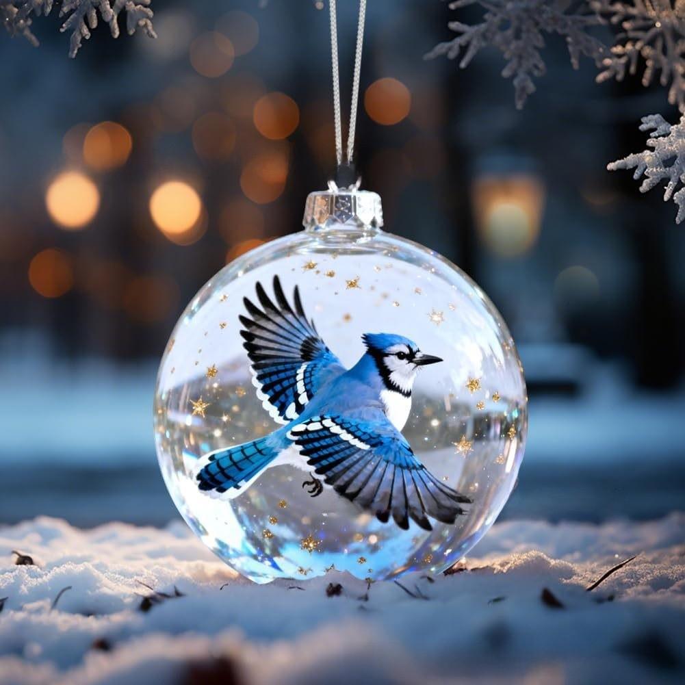Natures Vogels Kristalglas Kerstboomversiering Set Met Kunststof Materiaal Voor Feestelijke Decoratie