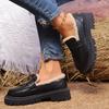 Fashion Winter Cotton Loafers 2024 New Style Simple Solid Color Shallow Mouth Outdoor Snow Boots Non-slip Thick Sole Trend Shoes