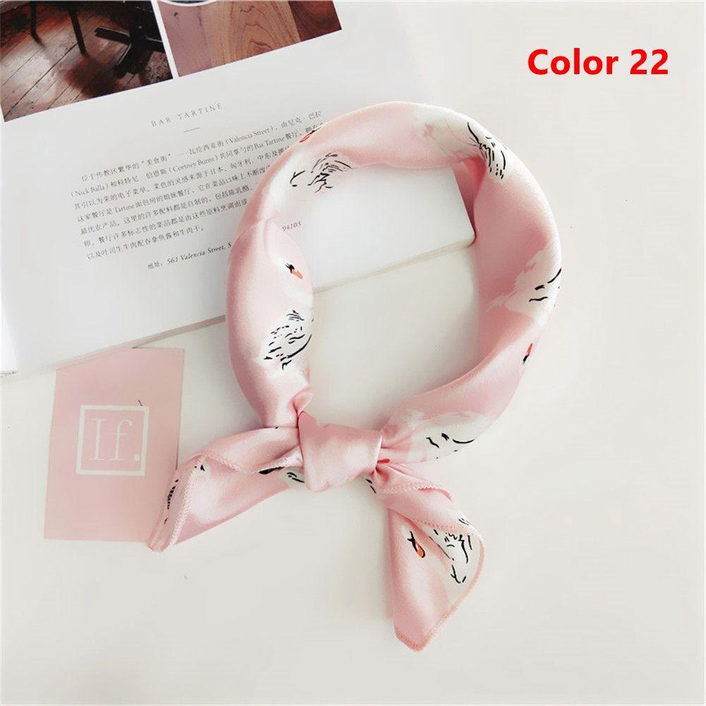 Fashion Women Small Vintage Hair Tie Band Head Neck Square Scarf Silk Feel Satin