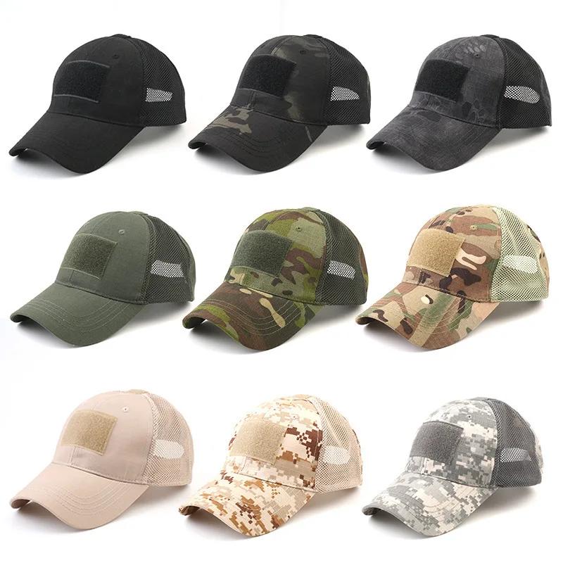 Camouflage Outdoor Baseball Caps Mesh Tactical Hiking Fishing Sport Adjustable Snapback Contractor Dad Hats Men Women