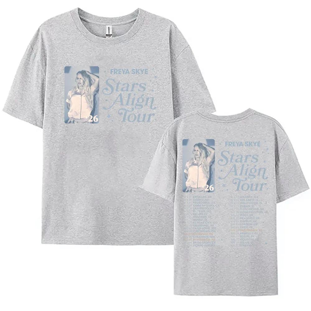 Freya Skye Stars Align Tour Wereldwijde Datumlijst Portret Katoenen T-shirt Losse Pasvorm voor Freya Skye Fans Dames En Unisex T-shirts