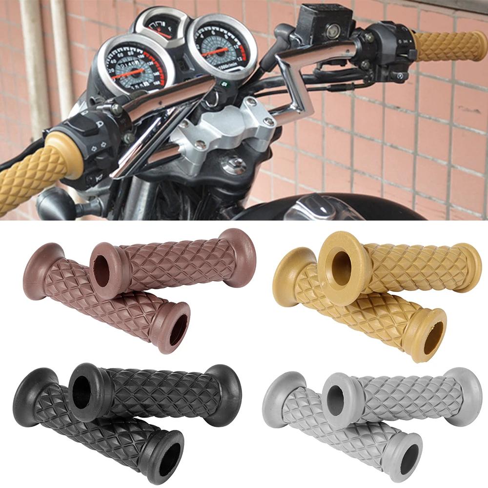 Universal 7/8" 22mm Retro Motorcycle Hand Grips Non-slip Rubber Handlebar Grips