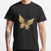 Herrenmode Lässig Kurzarm Goldener Schmetterling Schwarz T-Shirts Übergroße T-Shirts