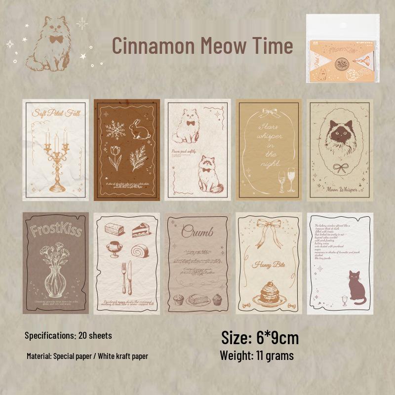 Yu Xian Retro Paper Pack: Meow & Sweet Time DIY Journaling Materials & Sticky Notes