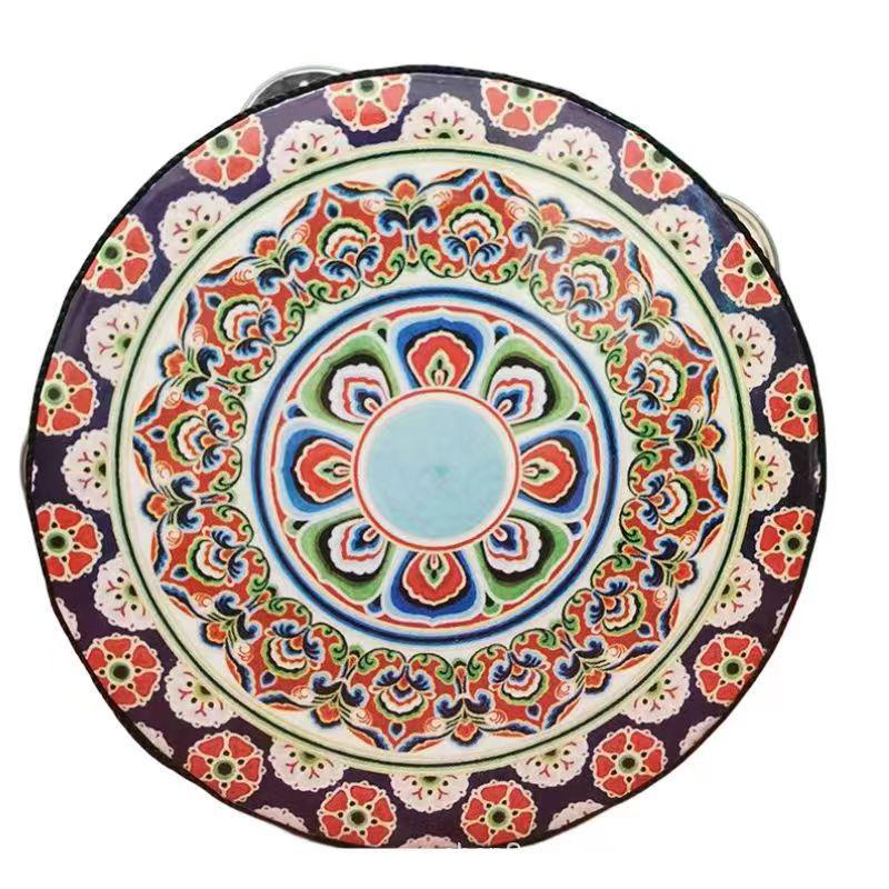 7" Tambourine: Xinjiang Uyghur Hand Drum for Kindergarten, Dance Props, and Music Exams