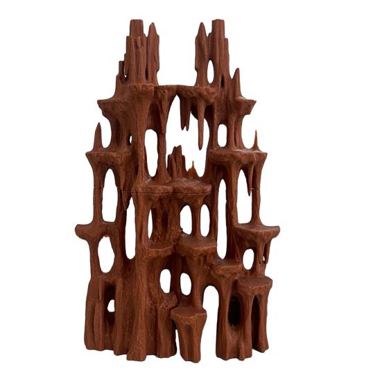 Aquarium Mountain View Stone Artificial Rock Formation Mountain Ornament Fish Tank Rockery Landscape Betta Hideout Cave for Small Fish Shrimp