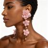 Long Flower Dangle Earrings for Women Red Black White Hot Pink Floral Drop Earrings Exaggerated Oversized Flower Statement Earring Rose Petal Large