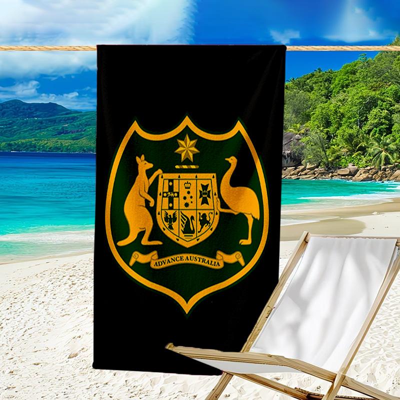 Toalla de Playa de Microfibra con Emblema del Escudo de Armas de Australia, Ligera y de Secado Rápido, para Viajes de Verano, Esencial para la Playa, Piscina al Aire Libre