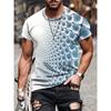 Summer Round Neck 3D Optical Illusion Print Top Fashionable Casual Short Sleeved Men's T-shirts