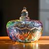 Bocal de rangement en verre coloré style européen, Pots à café et sucre & Organisateur de boîtes à bijoux en verre avec couvercle Contenant à bonbons Décoration