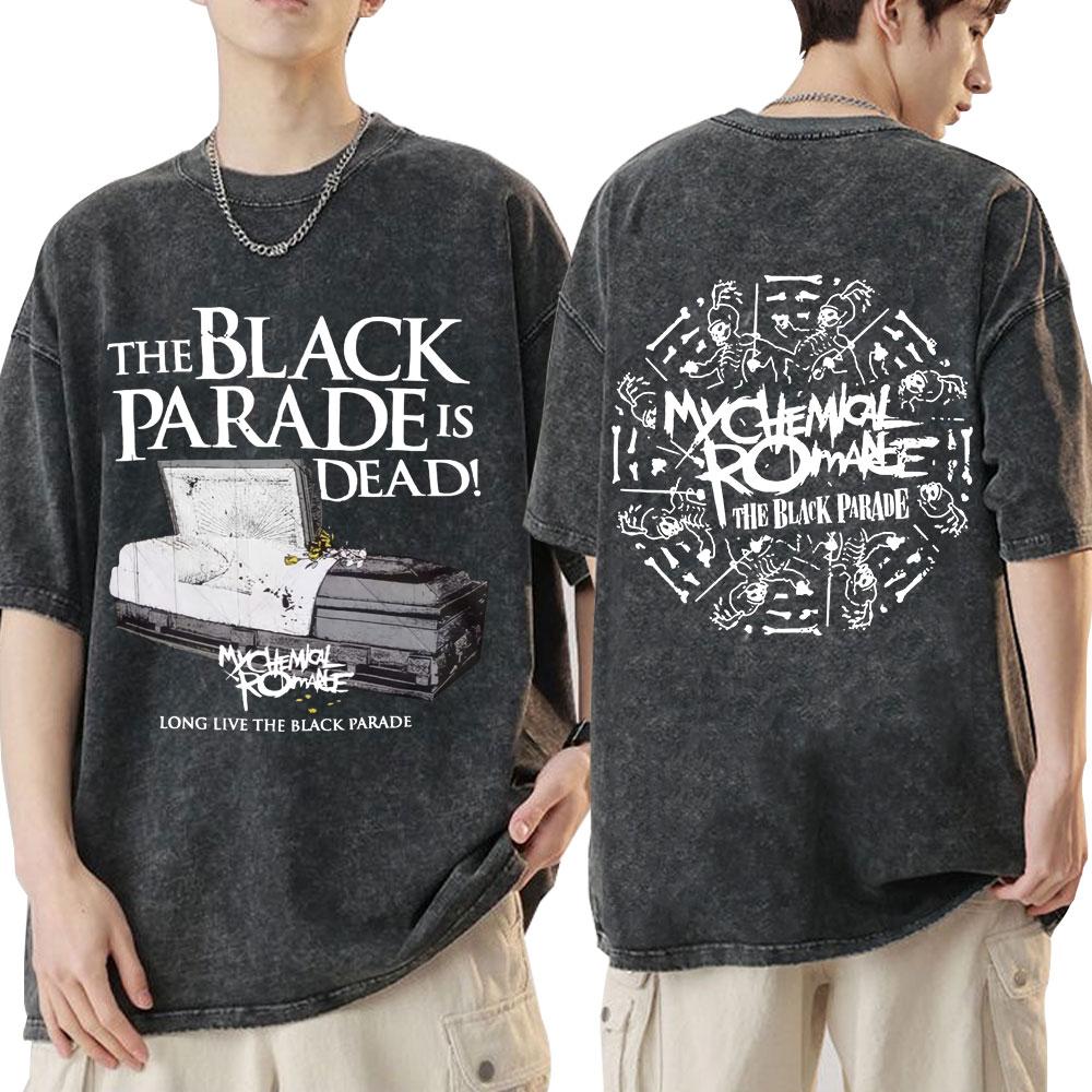 My Chemical Romance Long Live The Black Parade Merch de Tour T-shirts Lavés Hommes Femmes Groupe Punk Gothique T-shirts Oversize