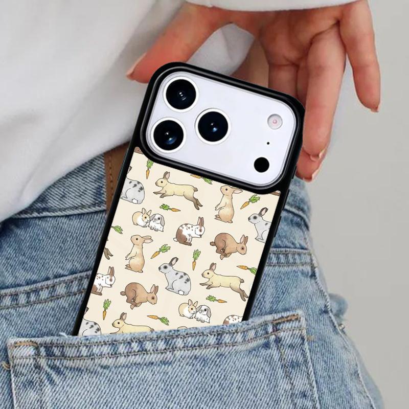 Bunny Rabbits Soft Phone Case for iPhone 16e 15 14 13 12 17 Pro Max Plus Air 17pro Cover Coque