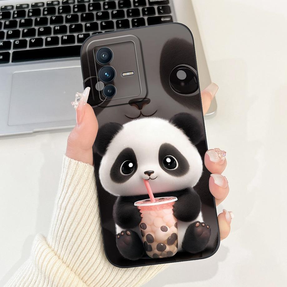 Lovely Painted Phone Case For Vivo V23 5G V23e V23 Pro Silicone Anti-knock Soft Cover Funda Vivo V2130 V2132 Panda Cat Animals