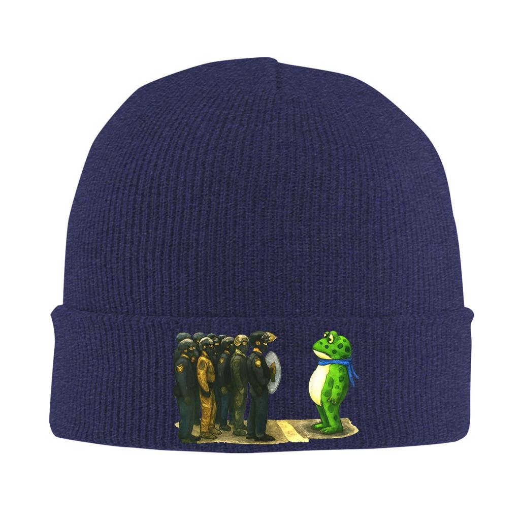 Portland Frog Activist Portland Frog Protest Bonnet Hats Beanie Hats Spring Graphic Skullies Beanies Casual Unisex Kpop Warm Cap