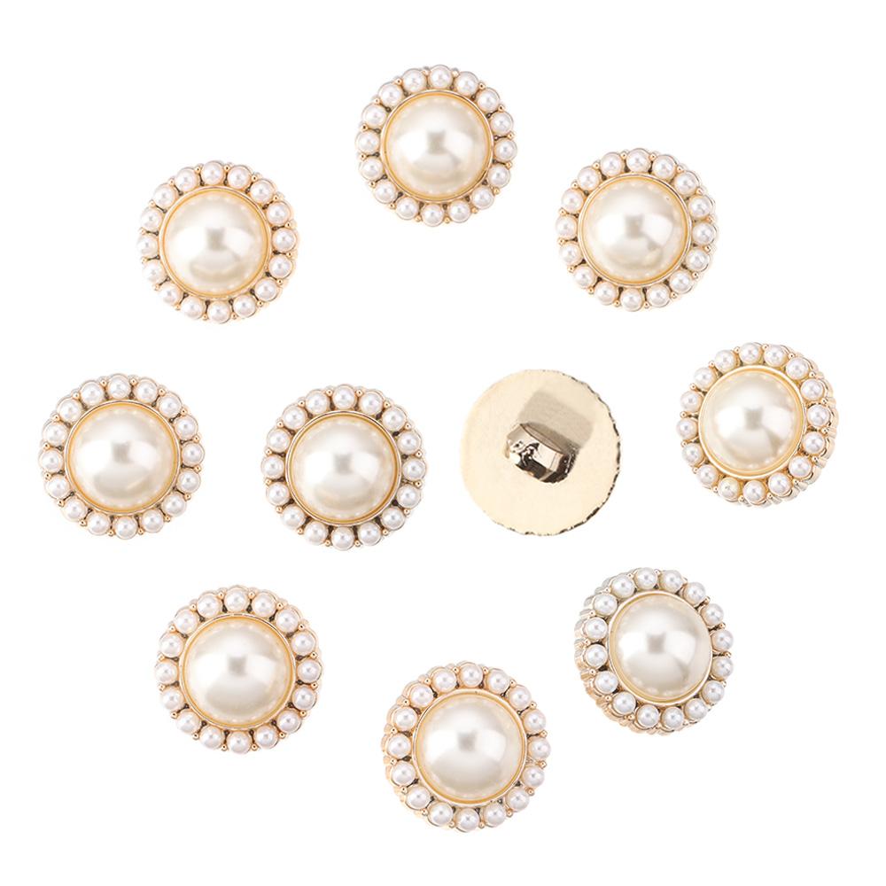 10Pcs Alloy Pearl Clothing Buttons DIY Clothing Sewing Button Needlework Handmade Decorative Sewing Accessories